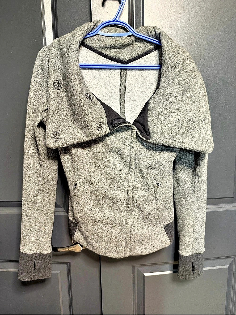 Lululemon Coast Wrap Gray & Black Draped Jacket Medium